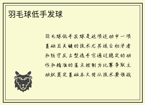 羽毛球低手发球